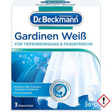 Dr. Beckmann Gardinen Weiss als praktische Mitwaschbeutel 120g