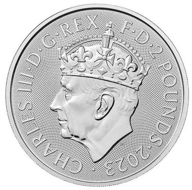 Britannia Charles III. mit Krone 1 oz 999 Silbermünze 2023 Royal Mint