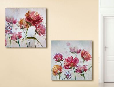 Gilde Gemälde "Blumenwiese" mehrfarbig handgemalt auf Leinwand H: 70 cm B: 70 cm ...