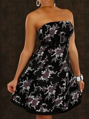 SeXy Miss Damen Girly Kleid Blumen Bandeau Dress S 34 M 36 schwarz bunt Neu