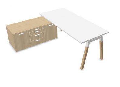 Schreibtisch mit kleinem Sideboard Eiche - Polare