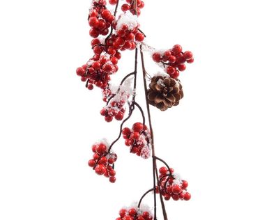 Girlande rot Beerengirlande mit Zapfen beschneit Weihnachten Tischdeko
