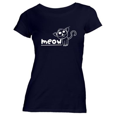 Damen T-Shirt Meow Katze