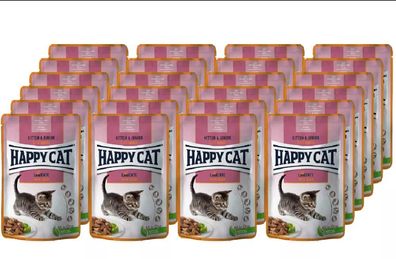 Happy Cat ¦ Meat in Sauce - Kitten & Junior Land-Ente - 24 x 85g ? Nassfutter