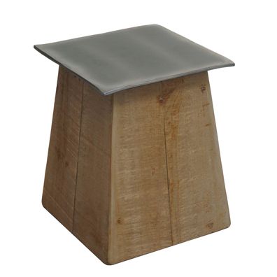 Hocker HWC-L76, Sitzhocker, Industrial Massiv-Holz, natur mit Metall-Optik