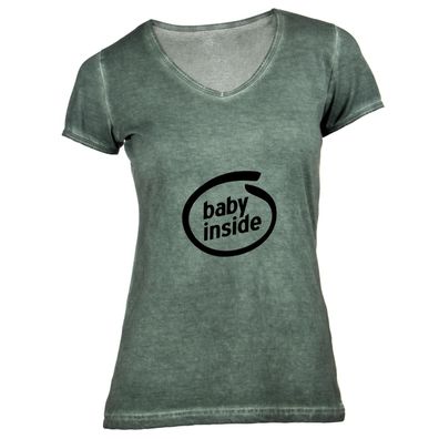 Damen T-Shirt V-Ausschnitt Baby inside