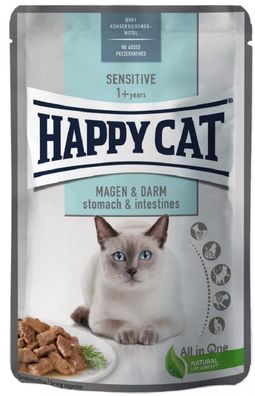 Happy Cat ¦ Sensitive - Magen & Darm - 24 x 85g ¦ spezielles, nasses Futter für ...