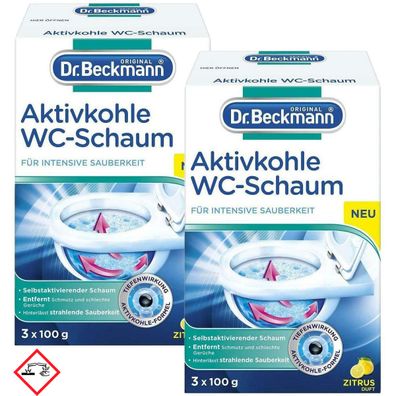 Dr Beckmann Aktivkohle WC Schaum Selbstaktiver Schaum 2er Pack