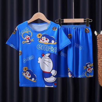 Kinder Schlafanzug Doraemon Mickey Daisy Duck Kurzarm Pyjama 2er Set Loungewear