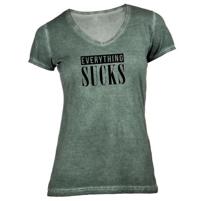 Damen T-Shirt V-Ausschnitt Everything Sucks