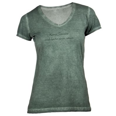 Damen T-Shirt V-Ausschnitt keine Termine und leicht einen sitzen dünne Schrift
