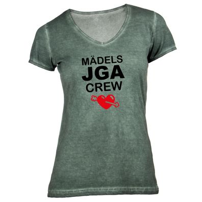 Damen T-Shirt V-Ausschnitt JGA Mädels Crew