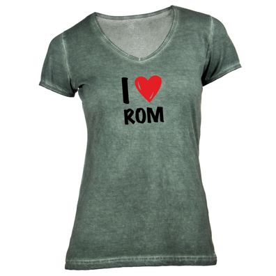 Damen T-Shirt V-Ausschnitt I love Rom