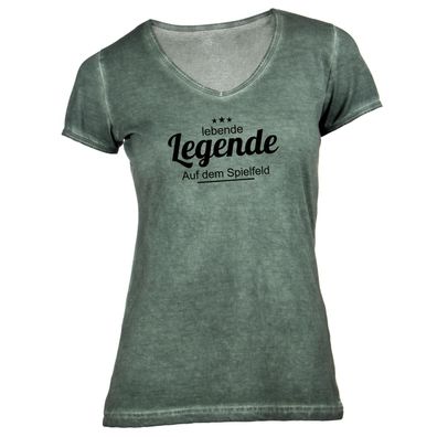 Damen T-Shirt V-Ausschnitt Lebende Legende auf dem Spielfeld