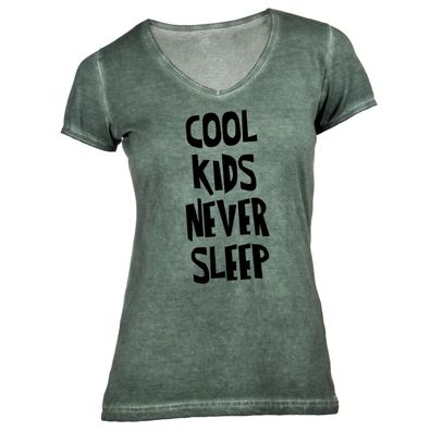 Damen T-Shirt V-Ausschnitt Cool Kids never sleep