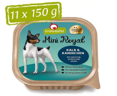 GranataPet ¦ Mini Royal - Kalb & Kaninchen mit Zucchini, Kürbis & Leinöl - 11 x ...