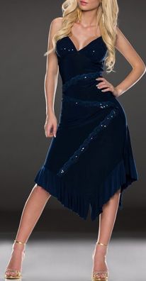 SeXy MiSS Damen Kleid Glitzer Pailletten Salca Dance Dress 34 36 38 40 blau NEU