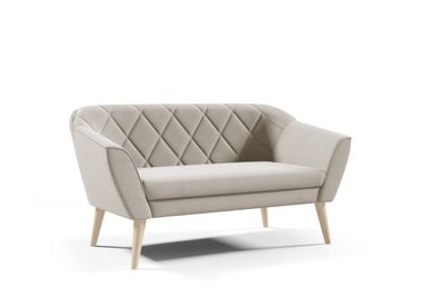 Sofa DALIE Grau Beige Rosa Blau 2 Sitzer im skandinavischen Stil auf hohen Holz-Fü?en