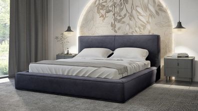 Polsterbett Amaro - Samtstoff, modernes Design, dicker Schaum - Bett mit Lattenrost