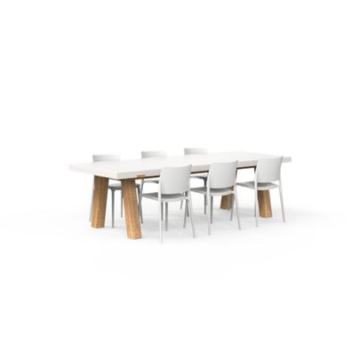 One To Sit 7-teilige Sitzgruppe Sera Colla Aluminium weiß/ Eiche 260x100 cm