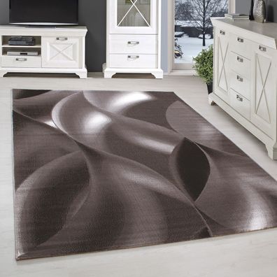 Kurzflor Teppich Wohnzimmerteppich Muster Design Schatten Braun Beige Meliert