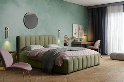 GrainGold Doppelbett Neos - Bett mit Lattenrost, Kopfteil & Bettkasten