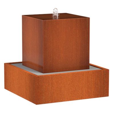 Adezz Wasserblock Corten-Stahl 70x70x70 cm Rost braun/ orange Wasserspiel mit Pumpe u
