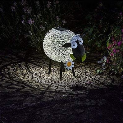 Solar Schaf Gartenfigur Licht Tier Dolly, weiß-schwarz 21,5 x 26,5 x 15 cm