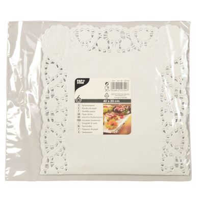 Papstar Spitzenpapiere weiss eckig 40 x 20cm 6 Stück 12724