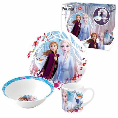 Geschirr-Set 3-tlg | Porzellan | Disney Frozen | Anna, Elsa & Olaf