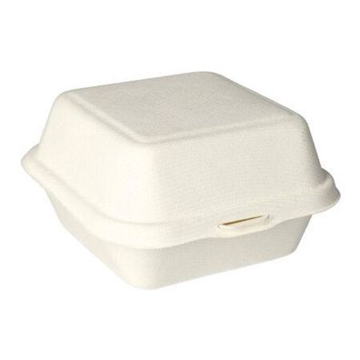 Papstar Hamburger Boxen aus Zuckerrohr weiß 14 x 15 x 8 cm 25 Stück