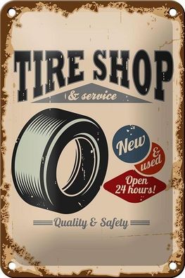 Blechschild 18 x 12 cm - Tire Shop