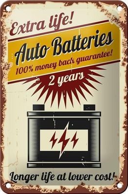 Blechschild 18 x 12 cm - Auto Batteries Vintage