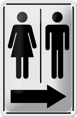 Blechschild 18 x 12 cm - Toilette Mann Frau rechts