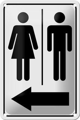 Blechschild 18 x 12 cm - Toilette Mann Frau links