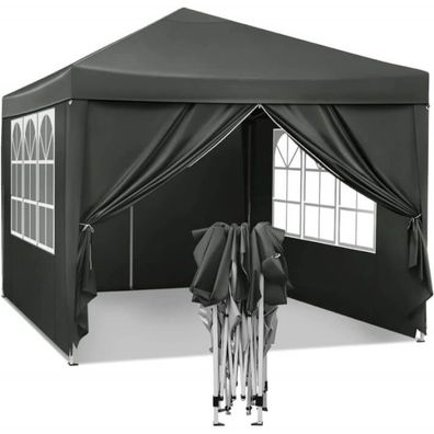 Pavillon automatisch faltbar 3x3 m wasserdicht Gartenzelt Partyzelt Camping Grau