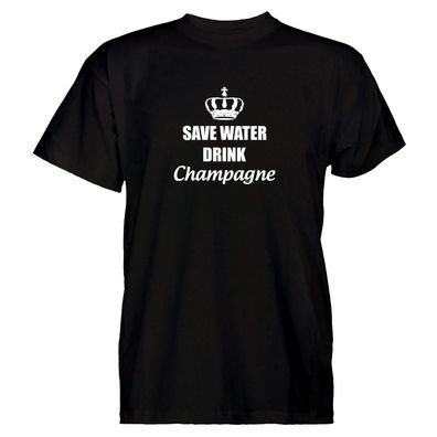 Herren T-Shirt Save water drink champagne