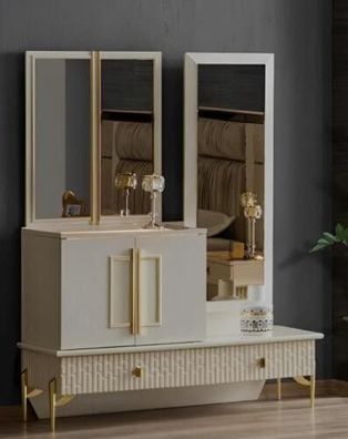 Schminktisch Frisiertisch Konsolentisch Holz Weiß Luxus Moderne Set