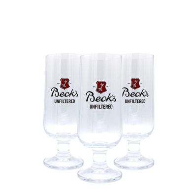 Becks Bier Glas Pokal 0,3l unfiltered Tulpe Gläser Stielglas Pils Export Beer