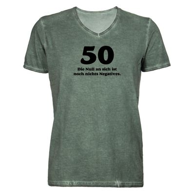 Herren T-Shirt V-Ausschnitt 50 die null an sich ist noch nichts Negatives