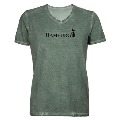 Herren T-Shirt V-Ausschnitt Hamburg Möwe