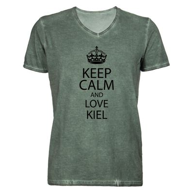 Herren T-Shirt V-Ausschnitt KEEP CALM Kiel