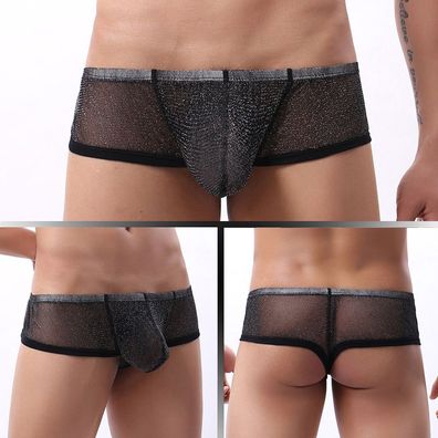 Herren Netz Transparent Boxer Shorts M-2XL Sexy Low Waist Unterhose Unterwäsche