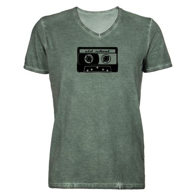 Herren T-Shirt V-Ausschnitt old school tape