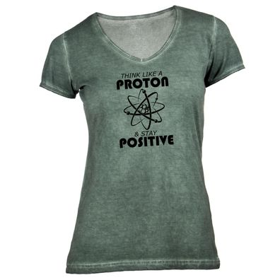 Damen T-Shirt V-Ausschnitt Proton – Think positive