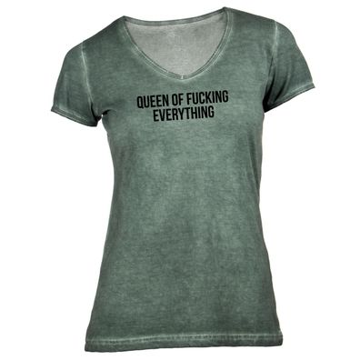 Damen T-Shirt V-Ausschnitt Queen of fucking everything