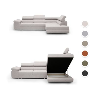 Ecksofa Eckcouch Kosma L Form Sofa mit Schlaffunktion Bettkästen Couch Sofagarnitur