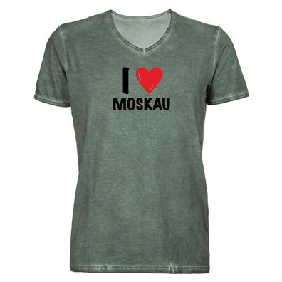 Herren T-Shirt V-Ausschnitt I love Moskau