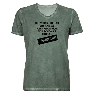 Herren T-Shirt V-Ausschnitt Ich weiss ich hab ein Rad ab