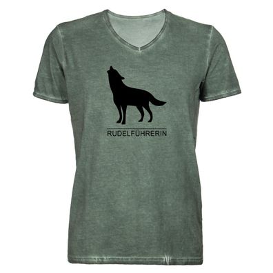 Herren T-Shirt V-Ausschnitt Rudelführerin